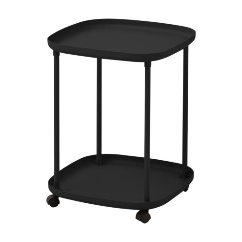 2-Tier Rolling Side Table with Storage Shelves 1