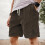 Herrstrandshorts i bomull, lös passform, 23 cm, brun 2