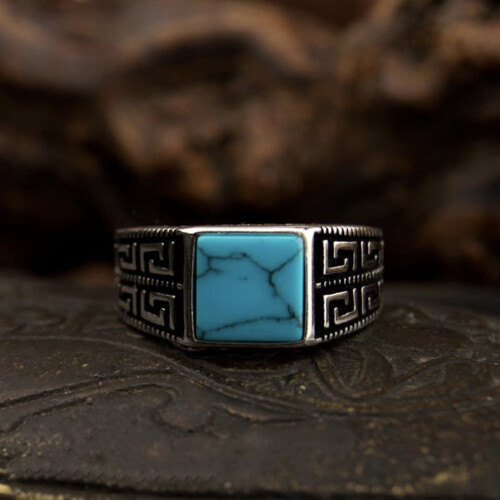 925 Sterling Silver Turkos Månsten Herrring Vintage 2