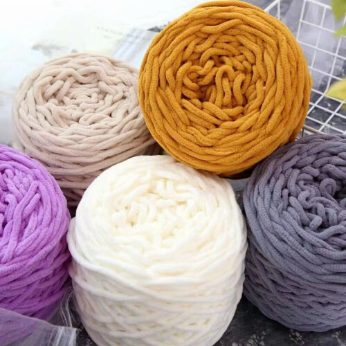 Cotton Crochet Yarn Soft Durable Polyester 2 Rolls Black 1