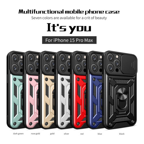 iPhone16Pro Max-skal med metallring, magnetiskt stativ, 1