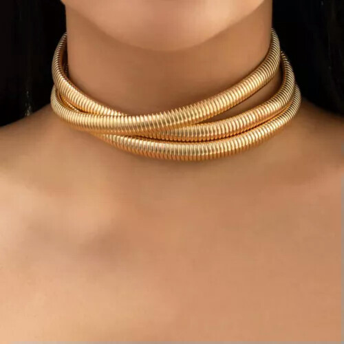 Heavy Metal Twisted Torque Choker Halskette Gold5 2