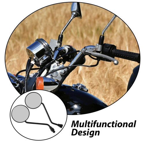 Motorcycle Handlebar Mirrors Adjustable Black 2