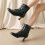 Women's Winter Boots Lace-Up Pointed Toe Chunky Heel Ankle 7