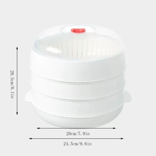 Microwave Steamer Rack Set Plastic 3-Tier with Lid 1