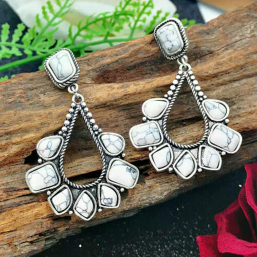 Boho Drop Earrings 925 Silver Tourmaline A Pair 1