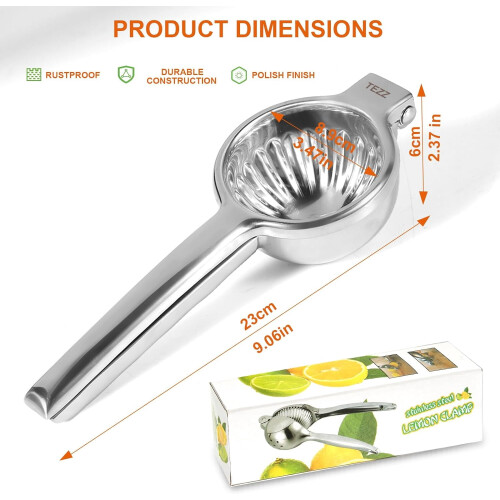 Lemon Squeezer Stainless Steel Extra-Large 3.47 Inch 2