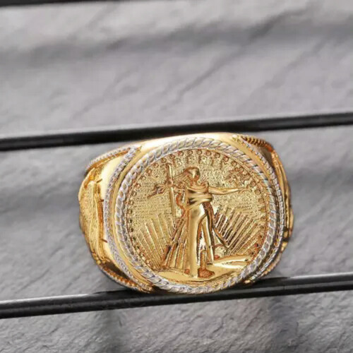 Men's Gold Double Eagle Ring Honor Saint Gordon 11 1