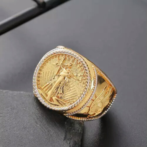 Men's Gold Double Eagle Ring Honor Saint Gordon 11 2
