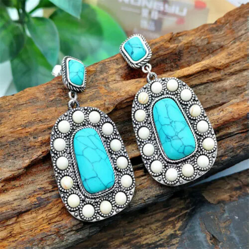 Boho Drop Earrings 925 Silver with Tourmaline 1 Pair 1