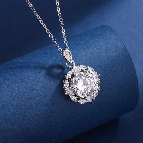 Κολιέ μενταγιόν Moissanite 925, ασήμι 925, 5 καράτια 2