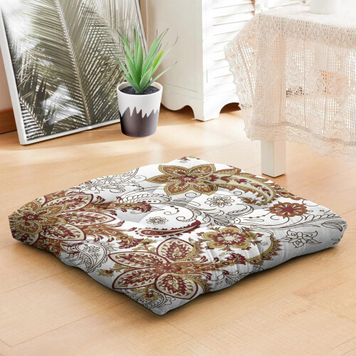 Boho Meditation Pillow Paisley Square 22 x 22 inches 2