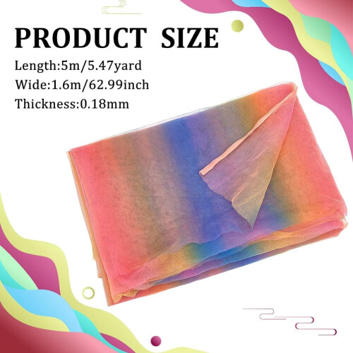 Rainbow Tulle Mesh Fabric Polyester 5.5 Yard 63 Inch 1