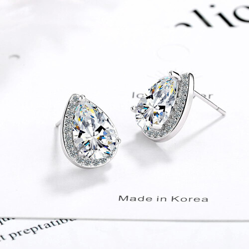 925 Sterling Silver Stud Earrings with Cubic Zirconia for 1