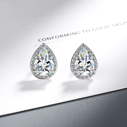 925 Sterling Silver Stud Earrings with Cubic Zirconia for 2