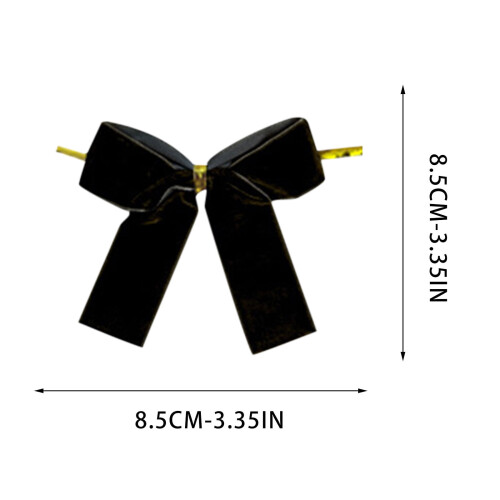 Velvet Christmas Tree Bows Black 3.35 Inch 12 Pack 1