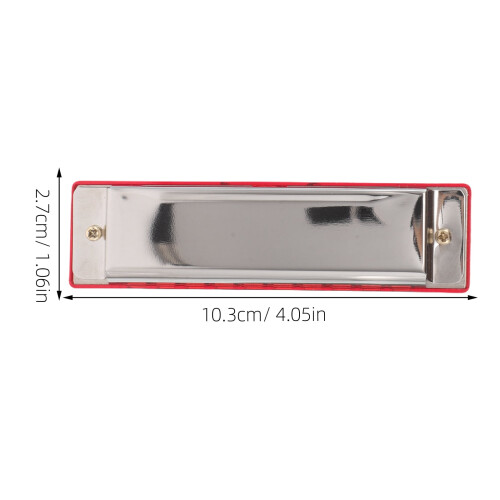 Red Metal Harmonica 20-Tone Portable Wind Instrument 1