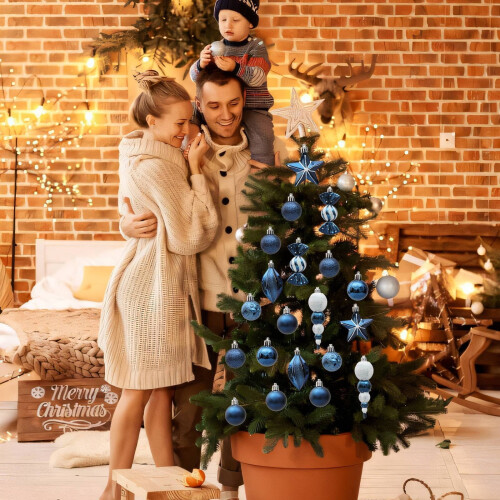 Blue and White Christmas Balls Ornaments Set 20 pcs 2