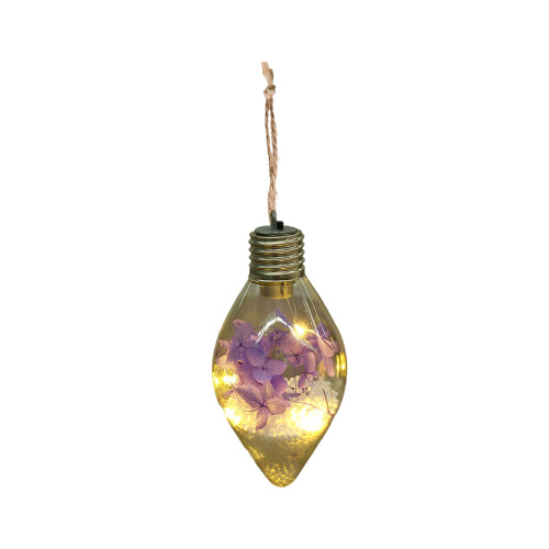 Purple Hydrangea LED Christmas Ornament Glass 1 pc 1