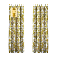 Waterproof Outdoor Garden Curtain with Tropical Pattern in Gold 132x215 cm — patio curtain, balcony curtain