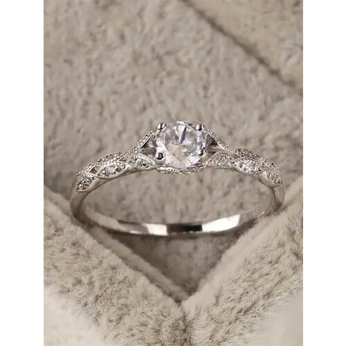 Zircon Dekor Metal Ring til Kvinder Minimalistisk Romantisk 1