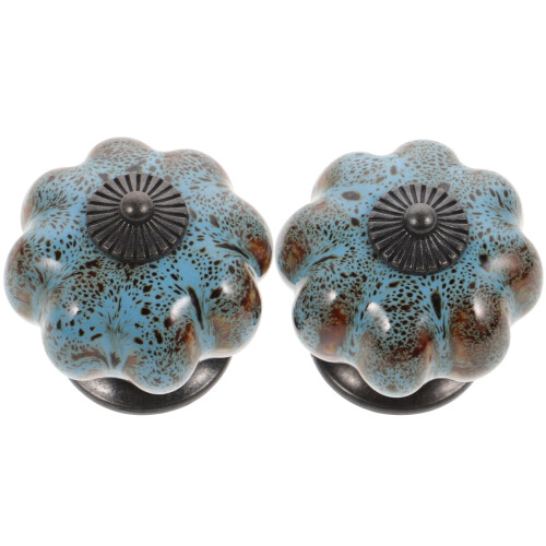 MUSEYA Round Alloy Drawer Pulls Blue Finish 1 Set 2
