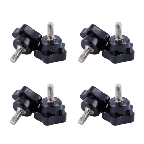 M6 x 15mm Male Thread Screw Star  Locking Screw Handle Black 8 Pcs