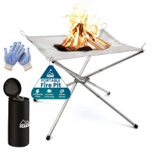 Portable Fire Pit for Camping with Heat Resistant Gloves & Storage Bag Stainless Steel Foldable Mesh Camping Fire Pit