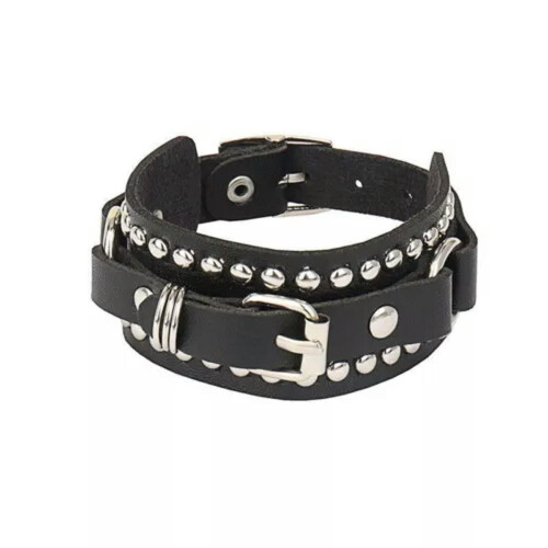 Δερμάτινο βραχιόλι Punk Style Rivet 24cm 2