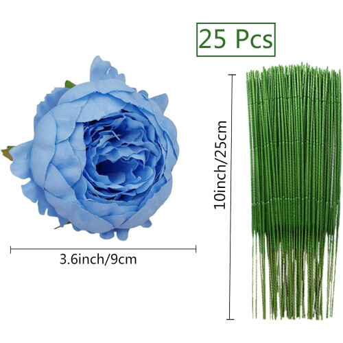 Peonia artificiale in seta con steli, 10 cm, rossa 1