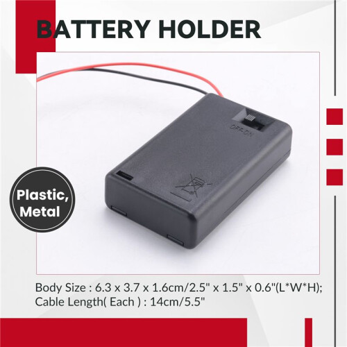 2 Pcs 3 x AAA 4.5V Battery Holder Case Box Wired /OFF  w Cover 1