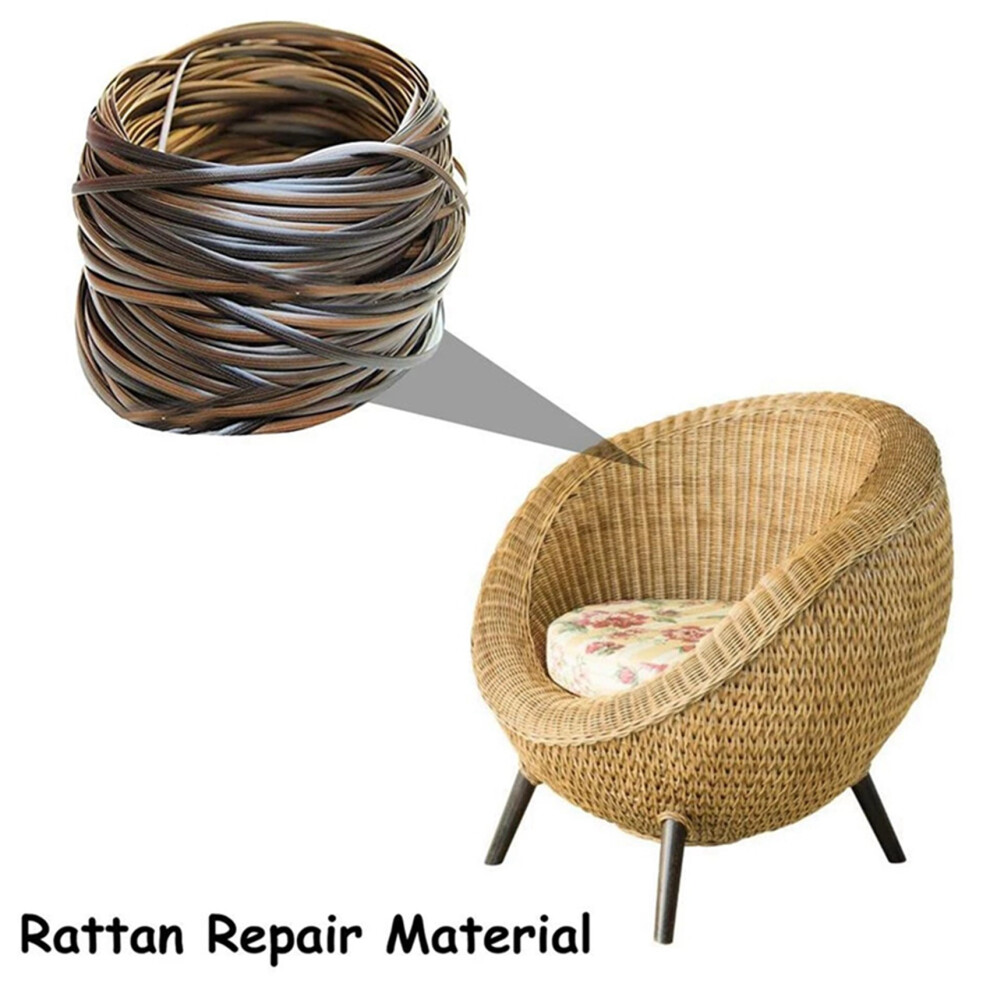 2X Coffee Gradient Flat Synthetic Rattan Weaving Material Plastic Rattan For Knit And Repair Chair Table Storage Basket 6034145961869