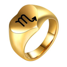 Stainless Steel Peach Heart Zodiac Ring Gold Scorpio Size 10
