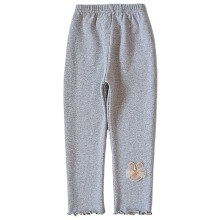 Toddler Girls Thermal Cotton Leggings Light Gray Size 5-6