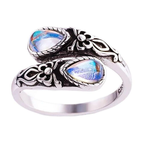 Sterling Silver Turquoise Moonstone Adjustable Sunflower