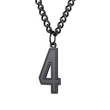 Women's Stainless Steel Number Pendant Necklace Black 4