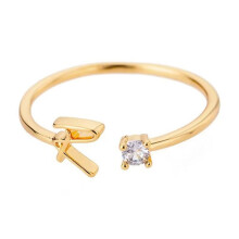Women's Gold Plated Stainless Steel Initial Ring Dainty