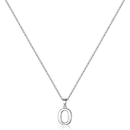 Sterling Silver Initial Pendant Necklace A-Z on Figaro Chain