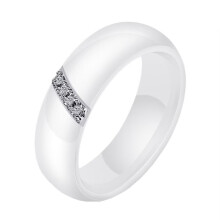 Women's Stainless Steel Engagement Ring with Cubic Zirconia