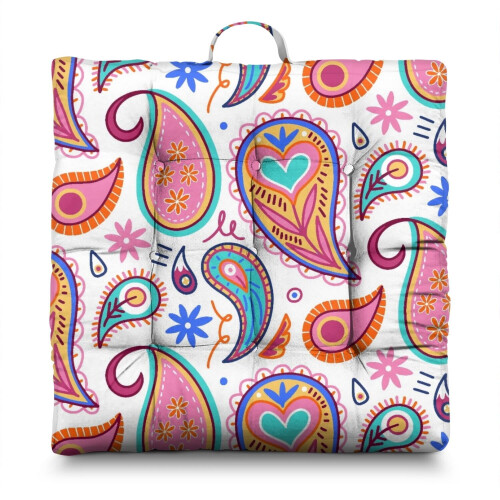 Paisley Meditation Floor Pillow Boho Square 22 x 22