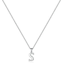 Sterling Silver Initial Pendant Necklace A-Z on Figaro Chain