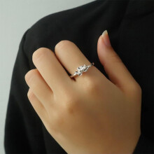 Women's 925 Sterling Silver Peony Thumb Ring with Cubic