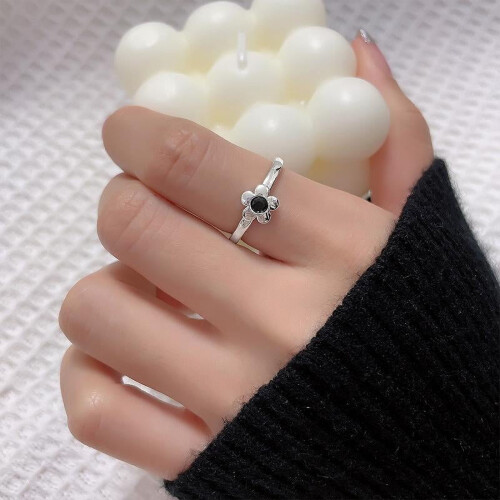 Women's 925 Sterling Silver Peony Thumb Ring with Cubic