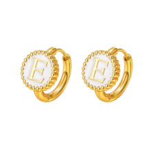 Women's Stainless Steel Initial E Huggie Hoop Earrings