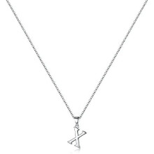 Sterling Silver Initial Pendant Necklace A-Z on Figaro Chain