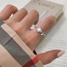 Women's 925 Sterling Silver Peony Thumb Ring with Cubic