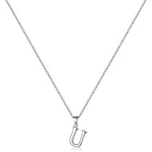 Sterling Silver Initial Pendant Necklace A-Z on Figaro Chain