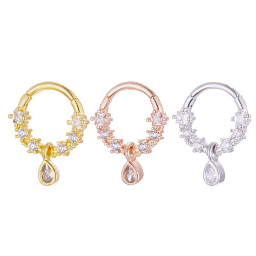 Titanium Micro Cubic Zirconia Nose Hoop Ring 1pc