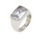 Women's Stainless Steel Square Rhinestone Ring Silver Size 8 1