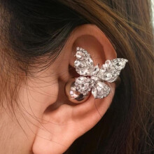 Butterfly Clip-On Earbuds Accessory with Rhinestones